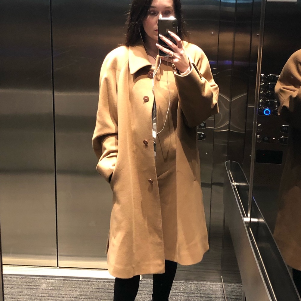 Vintage Canadian Made Tan Cashmere Wool Peacoat